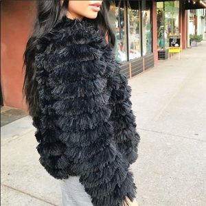 Black shag cardigan